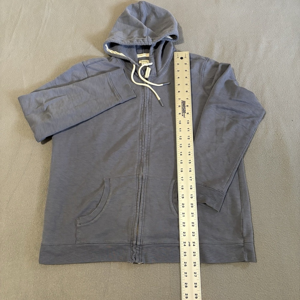 LL Bean Hoodie Mens XL Blue Full Zip 100% Organic Cotton 504211 Hiking Workwear - Picture 3 of 12